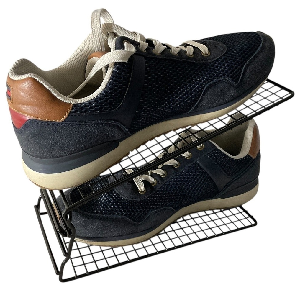Tommy Hilfiger Mens Valen 2 Navy Blue Cognac Mesh Suede Sneakers TMVALEN2-M 9.5 - Picture 13 of 13